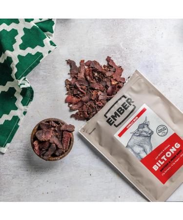 Ember Snacks Biltong Beef Jerky 250g x 4 Pack | Protein-Rich Low-Calorie Low-Fat On-the-Go Snack | Made from British & Irish Beef - Buy Online on GoSupps.com