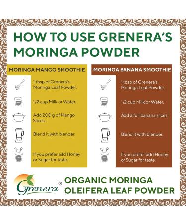Grenera Organic Moringa Powder - 2.2 lbs (35.2 oz) | Moringa Oleifera Leaf Powder Lab Tested for Purity | Moringa Powder Organic Perfect for Smoothies Drinks Tea & Recipes | 100% Raw from India 35.2 Ounce (Pack of 1) - Buy Online on GoSupps.com