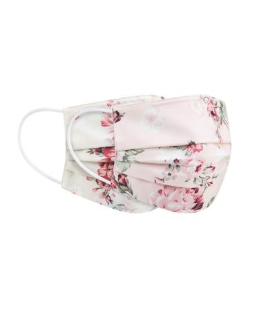 PALE MALE BOX BRAND Fabric Face Masks Pleated Style with Adjustable Nose Wire Silky Satin: Ivory Pink (Medium)