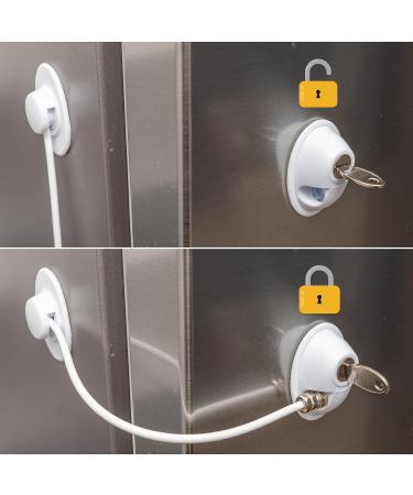 Secure Your Home with Our White Adhesive Lock - Child Safety Lock for Refrigerators Closets Doors & Windows - Includes 2 Keys & Replacement Pads - Buy Online on GoSupps.com