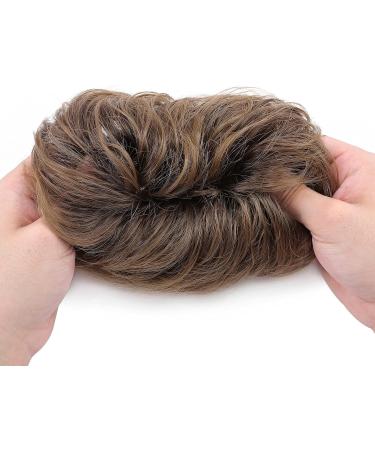 Thick Synthetic Hair Bun Extensions - Messy Hair Scrunchies for Women - Medium Brown to Coffee Brown (45g) - Light Brown Updo Ponytail Hairpiece - Buy Online on GoSupps.com