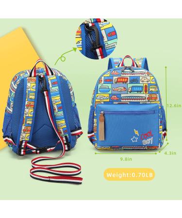 Willikiva Cartoon Bus Kindergarten Backpack with Leash | Waterproof Preschool Toddler Backpack for Boys and Girls (Car) - Buy Online on GoSupps.com