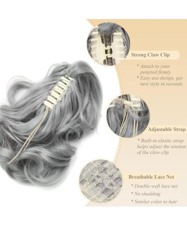 Gairyan 30cm Dark Gray Ponytail Hairpiece - Long Curly Claw Clip & Braid Extensions for Women | Synthetic Wavy Hair Extensions - Buy Online on GoSupps.com