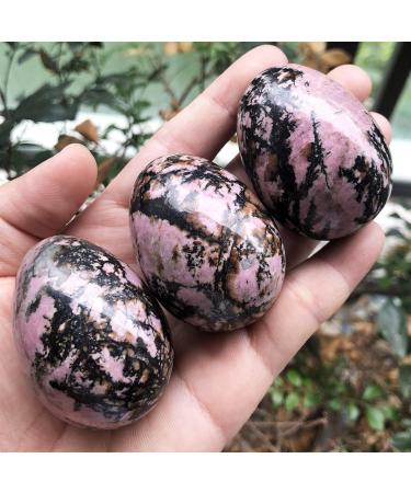 Shop Ladeukoi Stone Egg Figurines - Polished Rhodonite Healing Crystal Easter Eggs with Wooden Stand 45mm Tall - Perfect Decorative Balls for Wellness & Home D cor - Buy Online on GoSupps.com