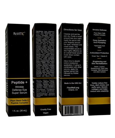 ReVitC Peptide Eye Serum - Wrinkle Defense for Face & Neck | Plant Stem Cells & Peptide Complex - Buy Online on GoSupps.com