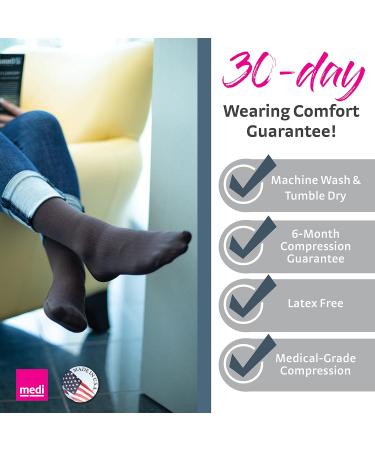 Buy Mediven Women s Vitality Calf High Stockings 30-40 mmHg - Closed Toe Ebony 3 Petite | International Shipping Available - Buy Online on GoSupps.com