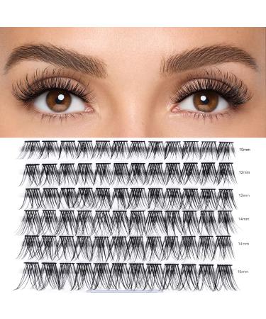 Lankiz single eyelashes 0.07 d curl 10-16mm wrong eyelash extensions for eyelash extensions 72 PCs cluster lashes DIY artificial eyelashes individually fake lashes at home natural d-mix natural 72PCs
