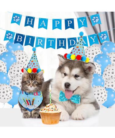 Radsocken Dog Birthday Party Supplies Dog Birthday Bandana Set with Cute Doggie Birthday Hat Bandana Bow Tie Happy Birthday Banner Streamers Balloon Birthday Party Decorations for Dog Cat Pets - Buy Online on GoSupps.com