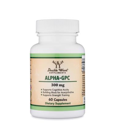 Alpha GPC Choline Brain Supplement for Acetylcholine (60 Count, 600mg Servings) Advanced Memory Formula, Nootropics Brain Support Supplement (Manufactured in The USA) by Double Wood Supplements