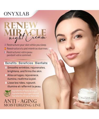 ONYXLAB Renew Miracle Glow Night Face Cream 40+ Anti-Aging Regenerating Moisturizes Reduces Wrinkles Hyaluronic Acid Niacinamide Organic Rosehip Shea Butter with 3 Gifts ONYXLAB 50ml Made in - Buy Online on GoSupps.com