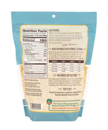 Bob's Red Mill Extra Thick Rolled Oats 32-ounce (Pack of 4) Resealable 32 Ounce (Pack of 4) - Buy Online on GoSupps.com