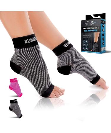 Plantar Fasciitis Sock for Men and Women Compression Foot Sleeves with Arch and Ankle Support Foot Brace Black Medium (1 Pair)