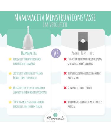 Mammacita Menstrual Cup L - Soft Silicone for Regular & Strong Periods | Eco-Friendly Washable Alternative to Tampons - 1 Pack - Buy Online on GoSupps.com
