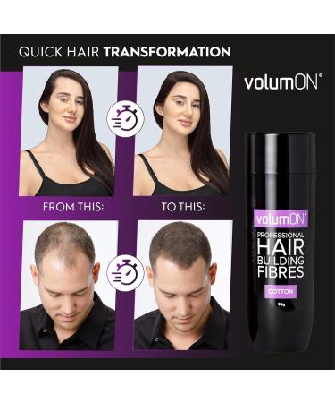 Volumon Professional Hair Building Fibres - Hair Loss Concealer - COTTON - 28g - Up to 30 Uses - White - Buy Online on GoSupps.com