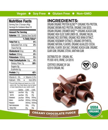 Buy Orgain Organic Plant Based Protein Powder - Creamy Chocolate Fudge & Vanilla Bean | Vegan Gluten Free Low Net Carbs - 1.02 lb - Buy Online on GoSupps.com
