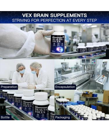 VEX Brain Supplements for Memory and Focus Contain Vitamin B12 folic Acid acetylcysteine Purslane Lion's Mane Mushroom and Ginkgo biloba extracts for Brain Health 60 Capsules - Buy Online on GoSupps.com