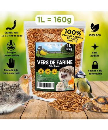 Dried Meal Worms - 160g 1L - Food for Fish Birds Turtles Hedgehogs Rodents and Reptiles - Buy Online on GoSupps.com