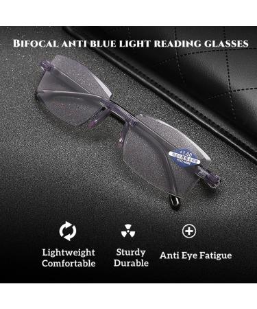 Zukky Bifocal Borderless Reading Glasses for Men & Women - Blue Light Blocking Rectangular Readers AM09 (Black 1.5x) - Buy Online on GoSupps.com