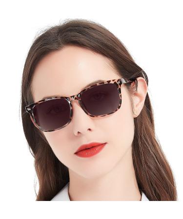 MARE AZZURO Bifocal Reading Sunglasses Women Trendy Square Outdoor Readers 1.00 1.50 2.00 2.50 3.00 3.50 4.00 (Leopard 2.0) Leopard 2.0 x