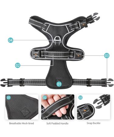 Adjustable No-Pull Heele Dog Harness for Large Breeds | Reflective Breathable Padded Handle | Black Size L (43-86cm) - Buy Online on GoSupps.com