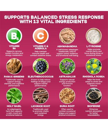 HerbaMe Cortisol Manager Supplement and Balance Mood with Ashwagandha & L-Tyrosine 120 Capsules Helps Maintain Healthy Energy Levels and Stress Relief Fatigue Reducer Pills - Buy Online on GoSupps.com