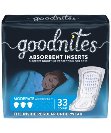 Goodnites Absorbent Bedwetting Underwear Inserts/Pads for Boys, Moderate Absorbency, 33 Count, FSA/HSA-Eligible