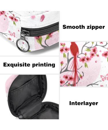 Menstrual Bag with Zipper - Cherry Blossom & Bird Design for Women & Girls | Ideal Tampon Organizer - Buy Online on GoSupps.com