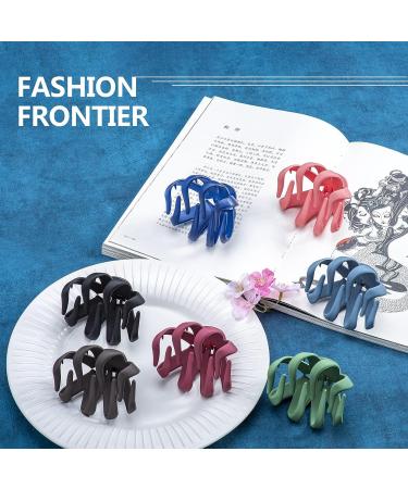 7pc Apooto Macaron Colors Octopus Hair Claw Clips - Flower Style Strong Hold Jaw Clip Set for Thick Hair | Stylish Matte Decorative Clips for Women & Girls - Buy Online on GoSupps.com