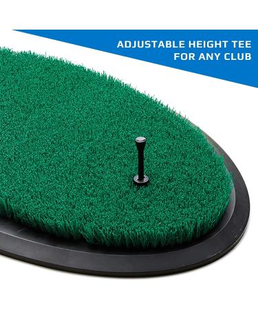 Fiberbuilt Flight Deck Oval Golf Hitting Mat | Real Grass-Like Performance | Adjustable Height Tee | Black/Green | 21.25 x 13.5 x 1.75 | Indoor/Outdoor - Buy Online on GoSupps.com