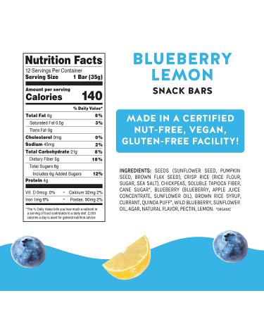 Blake's Seed Based Blueberry Lemon Snack Bars (12 Bars) - Nut Free, Gluten Free, Dairy Free & Vegan - Healthy Snack for Kids & Adults - Organic Fruit Bar - Great Breakfast Option - 12 Count - Buy Online on GoSupps.com