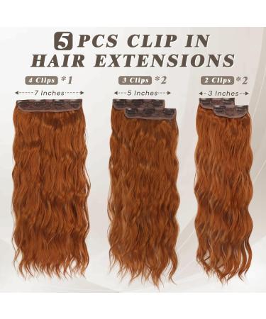 BARSDAR 5-Piece Clip Hair Extensions - Long Wavy Copper Auburn 50cm - Thick Synthetic Hair for Women & Girls - Ideal for Daily & Party Looks - Buy Online on GoSupps.com