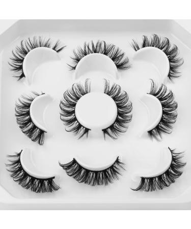 Eyelashes 3D Volume Russian Strip Lashes Natural Soft Wispy Curly Cat Eye Faux Mink Lashes Look like Extensions 5 Pairs by Yawamica Natural Cat Eye