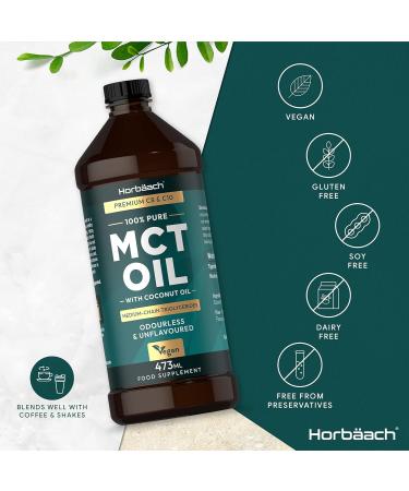 MCT Oil C8 & C10 | 2 Pack x 473ml | Premium Keto Food Supplement | with Coconut Oil | Odourless & Unflavoured | Vegetarian & Vegan Friendly | by Horbaach - Buy Online on GoSupps.com