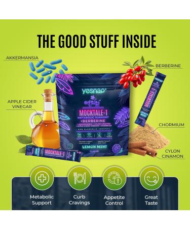 Yesnap MOCKTALE-1 Metabolic Support withBerberine & Akkermansia Chormium CylonCinamon Apple Cider Vinegar-30 PacketsLemon Mint Flavor Non-Alcoholic Cocktail - Buy Online on GoSupps.com