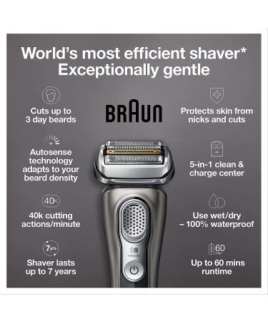 Braun Series 9 9385cc Electric Razor for Men - Waterproof Foil Shaver with Pop-Up Trimmer, Wet & Dry Shave - Clean & Charge SmartCare Center, Leather Travel Case - Black - Buy Online on GoSupps.com