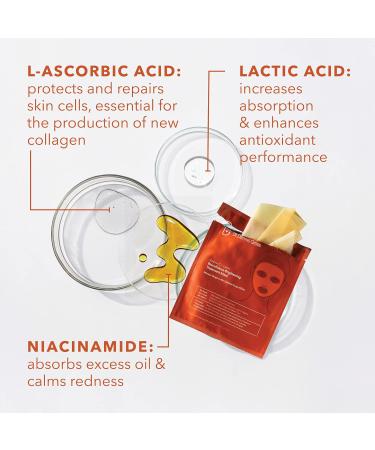 Dr. Dennis Gross Vitamin C Lactic Biocellulose Brightening Treatment Mask - Revitalize Dry, Damaged Skin (4 Pack) - Buy Online on GoSupps.com