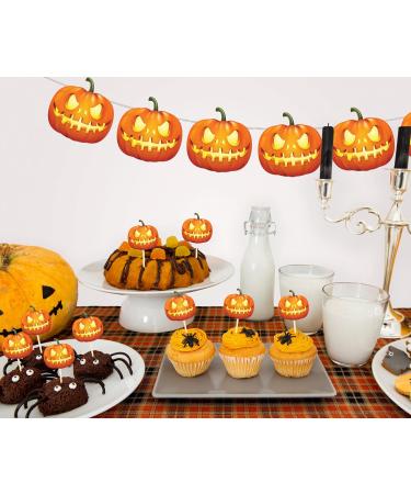 Halloween Pumpkins Cupcakes Toppers Party Food Decorations Sticks Picks (24 Pack) - Buy Online on GoSupps.com