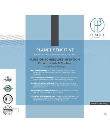 Buy Planet Sensitive 5L Non-Alcoholic Disinfectant - Halal & Kosher | Effective Against Bacteria Viruses Fungi & More - Ideal for Hands Areas & Skin - Buy Online on GoSupps.com