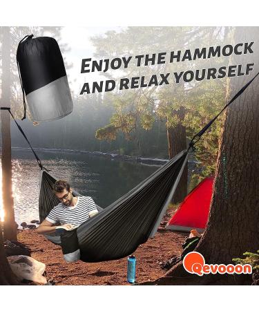 Portable Camping Hammock - Double & Single Lightweight Nylon Parachute Hammocks with Tree Straps in Black & Grey - Buy Online on GoSupps.com