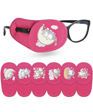6 Piece Kids Eye Patches Reusable Eye Patch for Glasses Eyepatch for Children Treating Lazy Eye Strabismus Amblyopia Girl Boy Soft Eye Patch Pink To Cover Right Eye