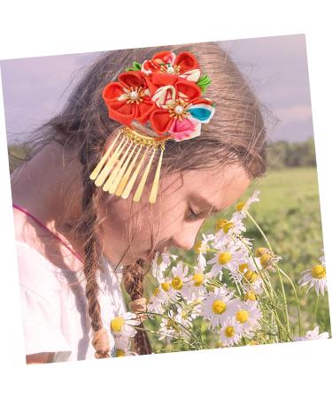 minkissy Hair Grips Japanese Kimono Hair Chopsticks Japanese Style Hair Flower Hair Clip Hair Barrettes Chinese New Year Hair Clip Hanfu Chinese Wedding Decoration Dynamic China Bride M Red - Buy Online on GoSupps.com