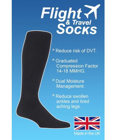 Buy Sockshop Unisex Knee High Compression Flight & Travel Socks - Black | Comfortable Travel Accessories - UK Size 9-11 EU 43-45 - Buy Online on GoSupps.com