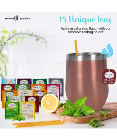 Tea Gift Sets for Tea Lovers Women and Men | Tea Gifts | Tea Gift Set | Tea Sets for Women | Tea Kit with Stainless Steel Tumbler | 15 Unique Teas | 10 Honey Straws | Gift Box Tea Set (Rose Gold) - Buy Online on GoSupps.com