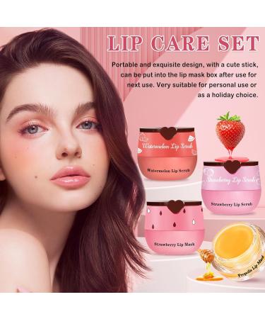 LZXLUKGIR 4PCS Lip Scrub and Mask Set,Strawberry and Honey Pot Lip Balm,Reduces Lip Lines Lip Exfoliator Scrub and Moisturizer,Repair Bee Lip Balm and Lip Scrub Set,Lip Mask Overnight - Buy Online on GoSupps.com