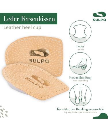 SULPO Leather Heel Cushion with Latex Foam Pad - 2 Pairs Beige - Size 42-46 for Ultimate Comfort - Buy Online on GoSupps.com