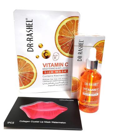 Vitamin C Face Serum with Hyaluronic Acid - Anti-Aging Formula + Free Niacinamide Silk & Collagen Lip Masks - 1.69 oz - Buy Online on GoSupps.com