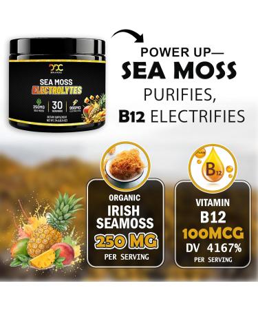 Sea Moss Electrolytes Hydration Powder Immune Support Sugar Free Mango Pineapple - Buy Online on GoSupps.com