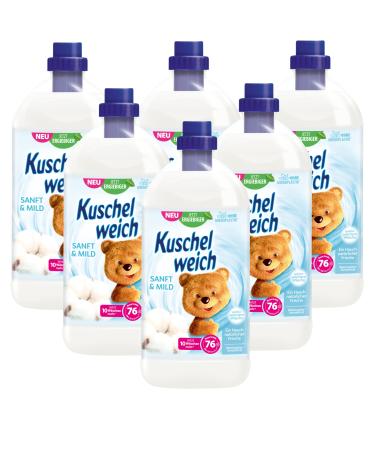 Cuddly soft fabric softener gently & mild fabric softener sensitive and skin -friendly for noticeably soft laundry fabric softener without dyes practical supply 6 x 2 liters per 76 wash loaders soft and mild (6 x 2 liters)