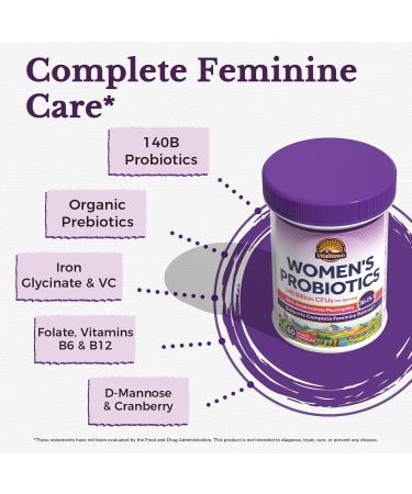 Vitalitown Probiotics for Women 140 Billion CFU 20 Strains Akkermansia Probiotic with Iron Vitamin C B6 & B12 Digestive Enzymes Cranberry D-Mannose Vaginal Probiotics & Prebiotics 60 Capsules - Buy Online on GoSupps.com