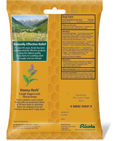 Buy Ricola Throat Drops Natural Honey Herb - 24 Drops (Pack of 7) | International Shipping Available - Buy Online on GoSupps.com
